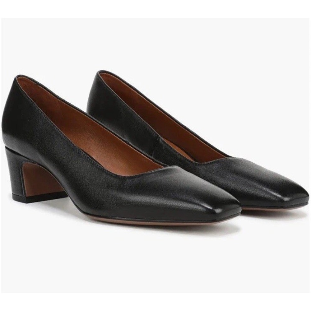 🖤 Franco Sarto Black Leather Low Block Heel Pumps – Size 7